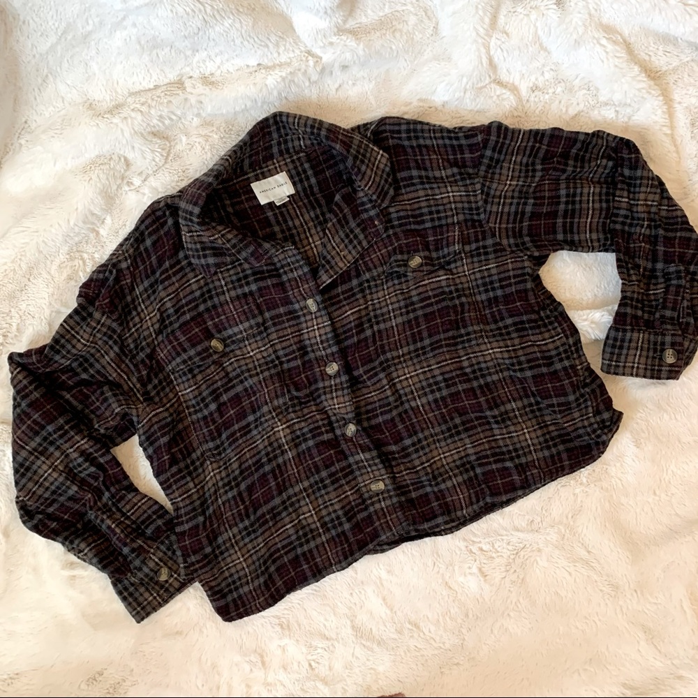 American Eagle Crop Flannel Large